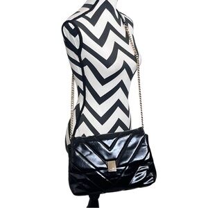 Aldo Classic Black Quilted Puff Gold Chain Crossbody Bag